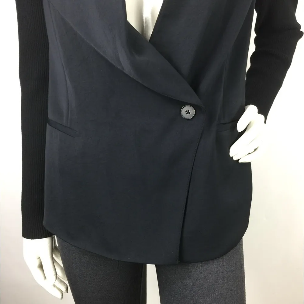 Vince Draped Blazer with Ribbed Knit Sleeves Size 0 - Image 16