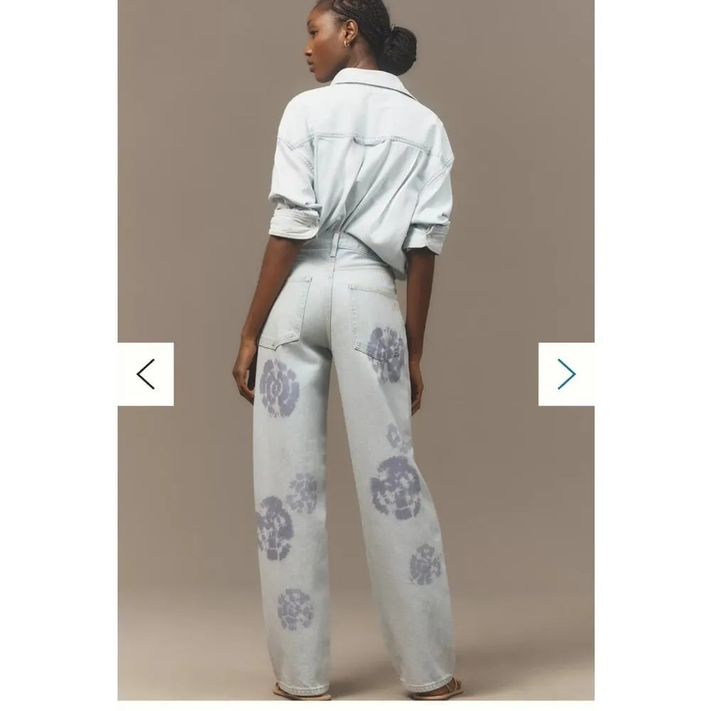 Anthropologie Pilcro Sunset High-Rise Straight-Leg Jeans Size 23 Tall Tie Dyed - Image 4