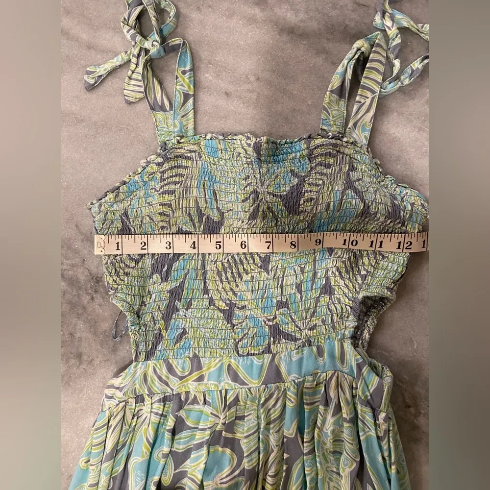 Sincerely Jules Size M Smock Top Cut Out Sides Tip Strap Blue Pastel Maxi Dress Size M - Image 9