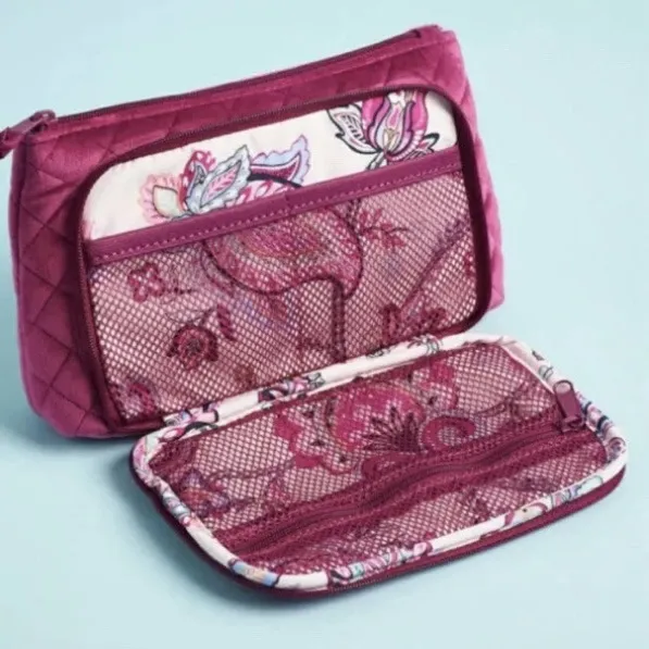 Vera Bradley Quilted Velvet Cosmetic Bag - Magenta NWT - Image 2