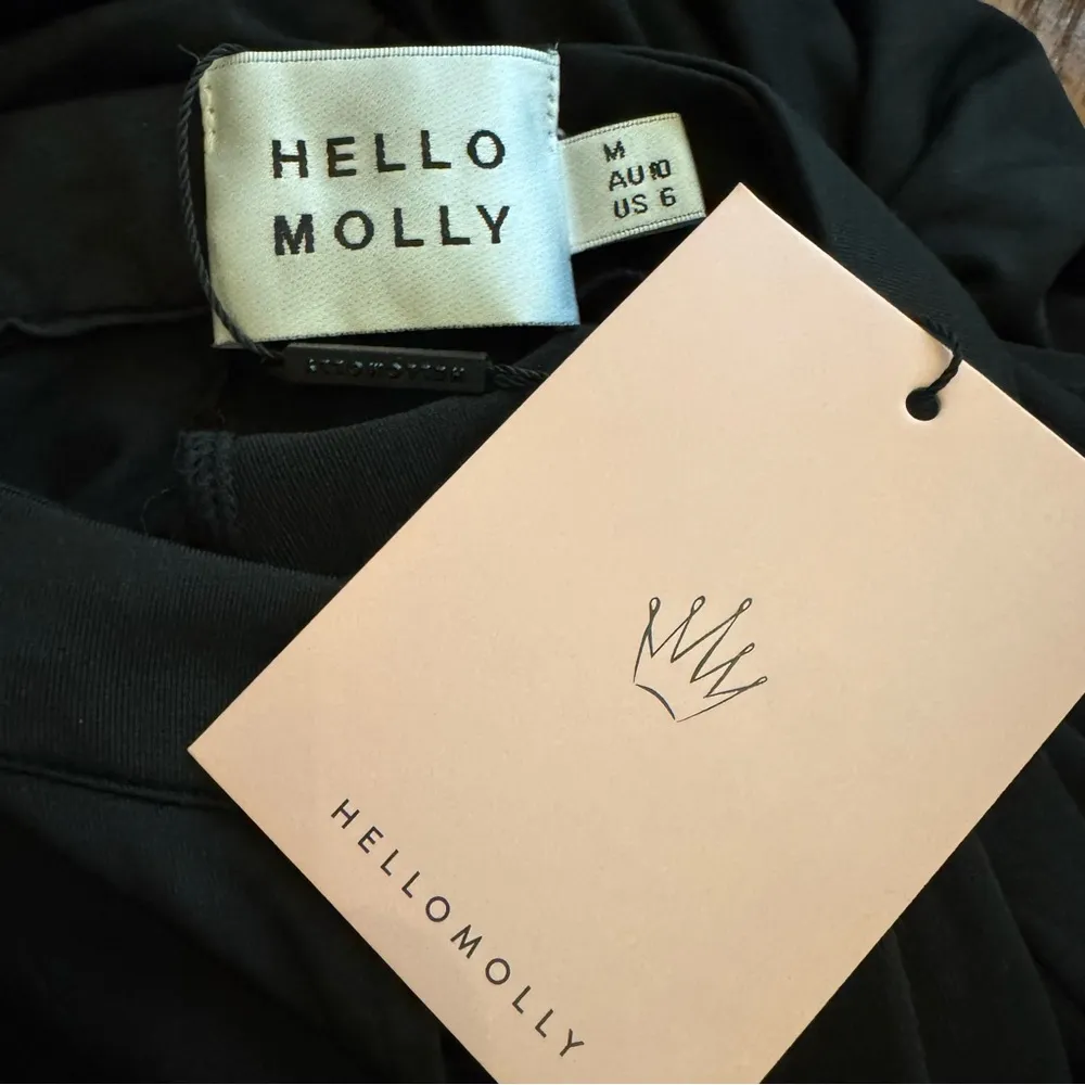 NWT Hello Molly Stassie Ruched Side Knit Mini Dress Black Size 6 - Image 5