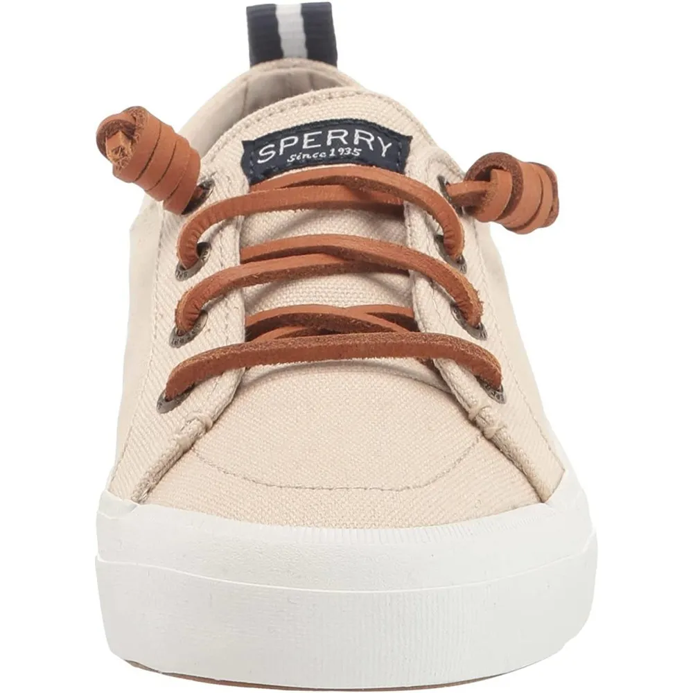 SPERRY Crest Vibe Oat Beige Linen Sneaker Cowhide Leather Laces ~ Women's Size 8 - Image 4
