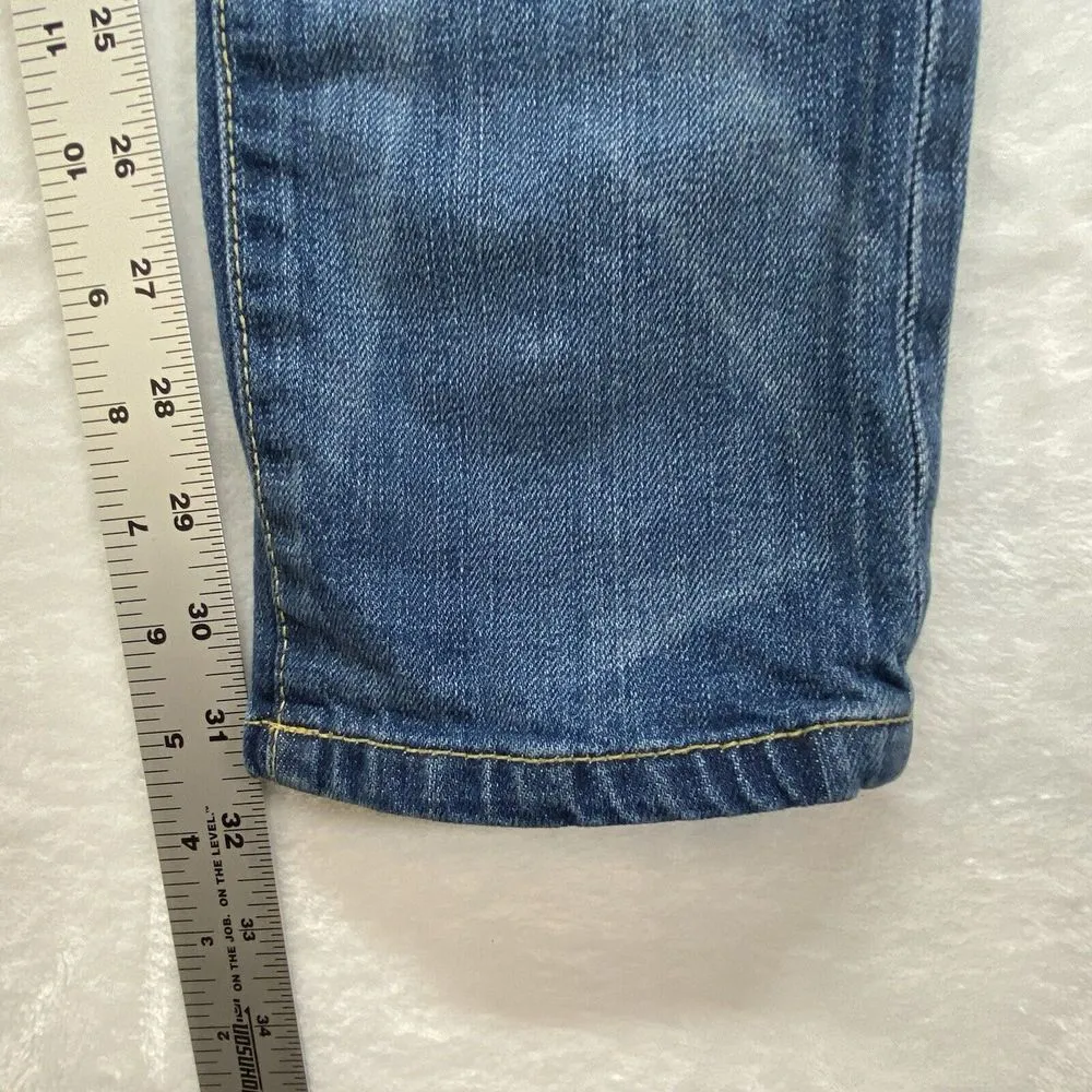 Elie Tahari Jeans‎ Women's 27 Blue Slim Straight Leg denim no size tag worn hem - Image 5