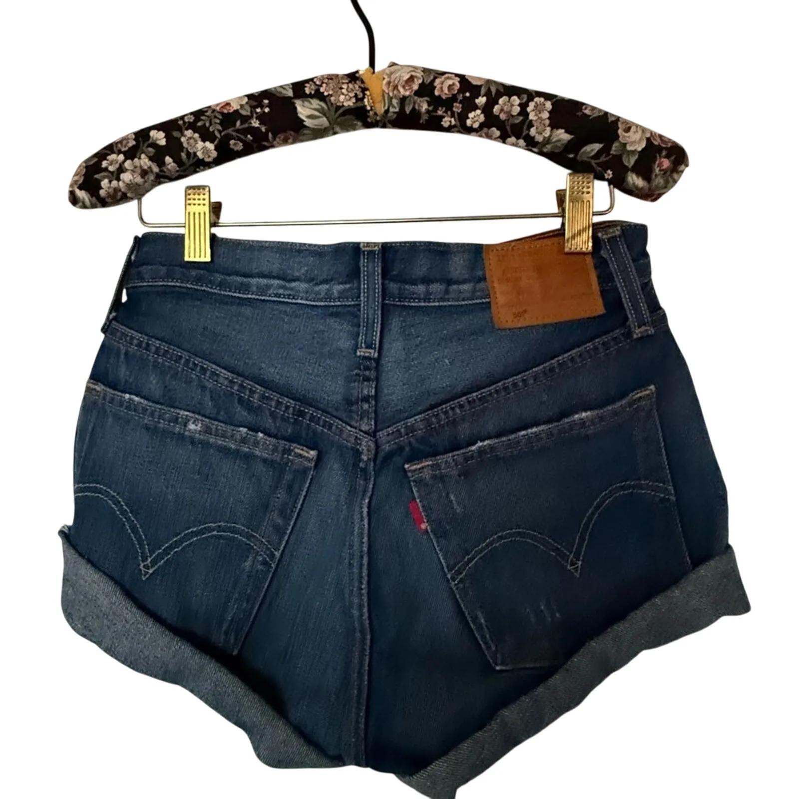 Levi’s Premium  501 High Rise Denim Shorts W25 Distressed Raw Hem Cutoff - Image 3