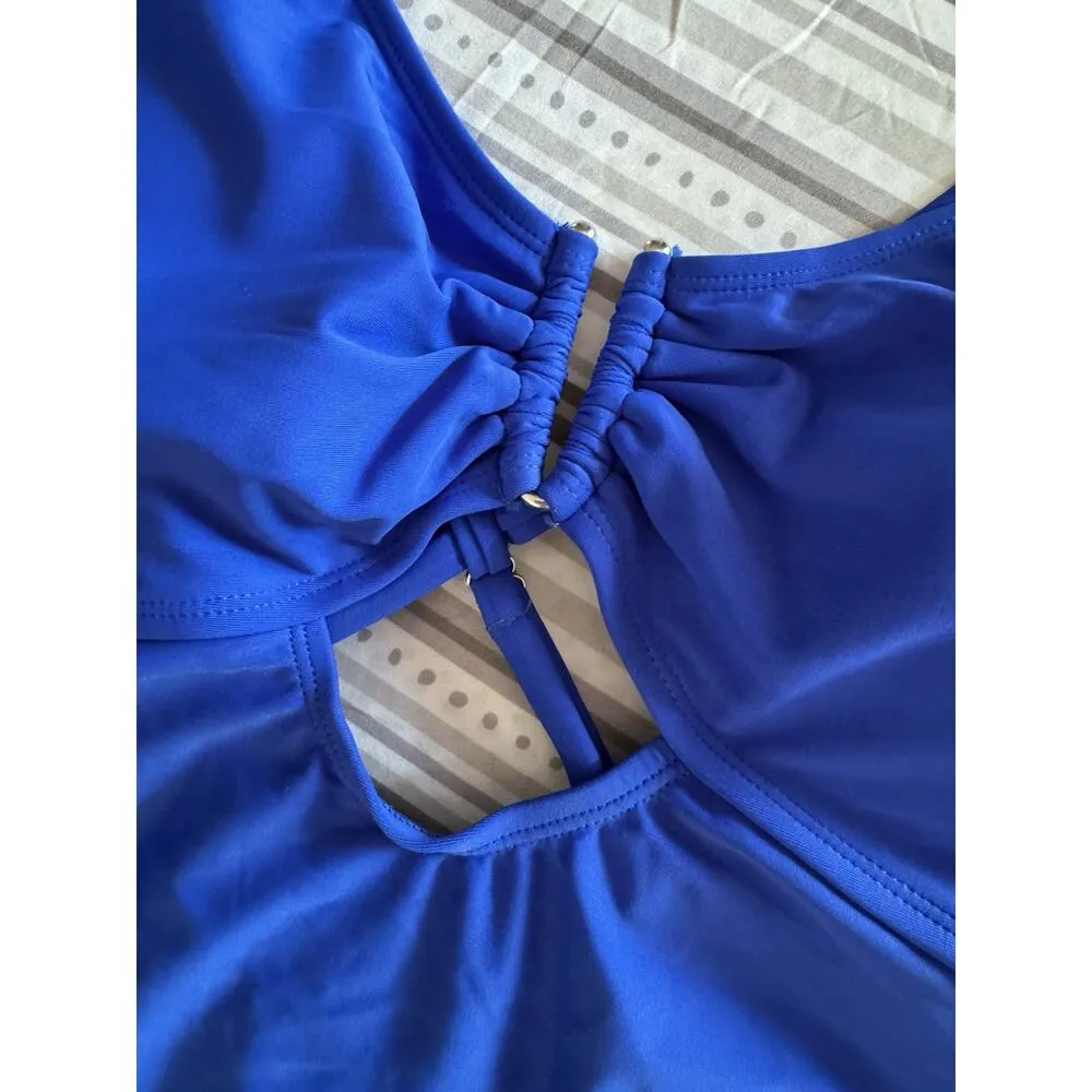 NWT Blue One Piece Cut Put Swimsuit Women’s Size XL Classic Beach Pool Monokini - Image 3
