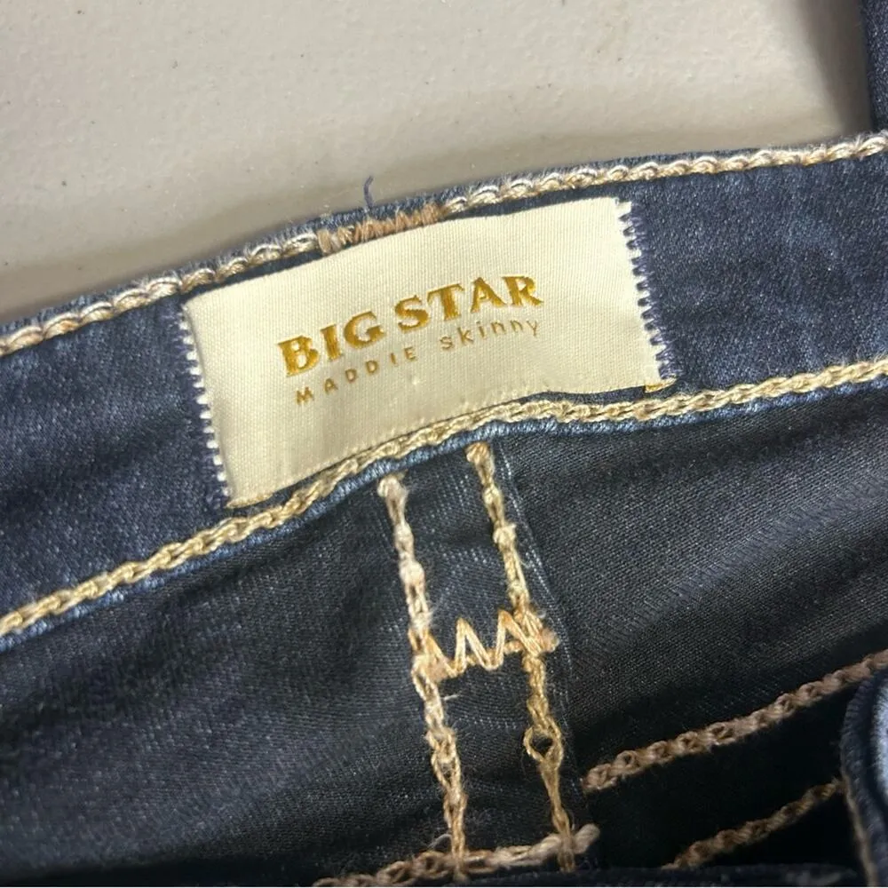 Big Star Maddie Skinny Denim Blue Jeans Embroidered Pockets Womens Size 27R - Image 5