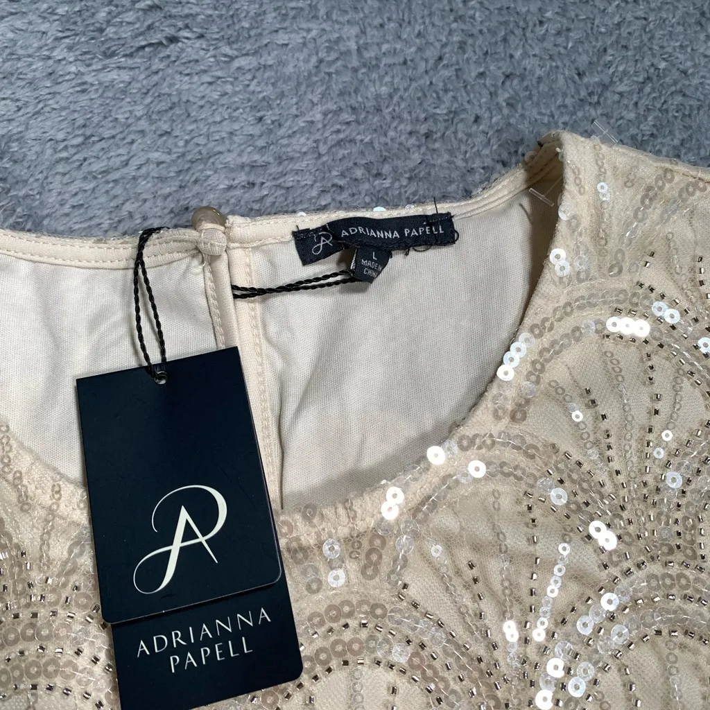 Adrianna Papell Cream Sequin Blouse NWT - Image 4