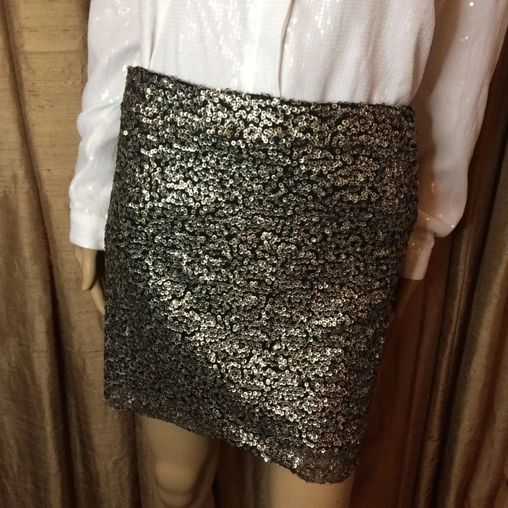 Native Rose Bronze Sequin Mini Skirt - Image 13
