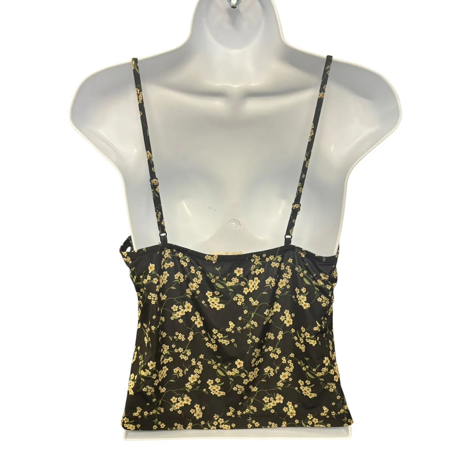 Urban Outfitters UO Floral Cami‎ Top Small Black Yellow Sleeveless Casual Cute - Image 2