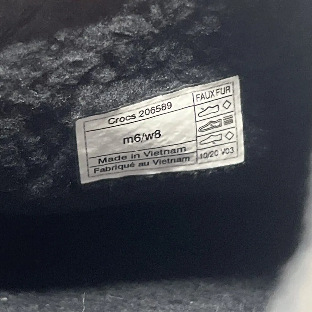 Crocs Clog M 6 W 8 Black Classic Lined Neo Puff Comfort Waterproof Casual Slide - Image 15