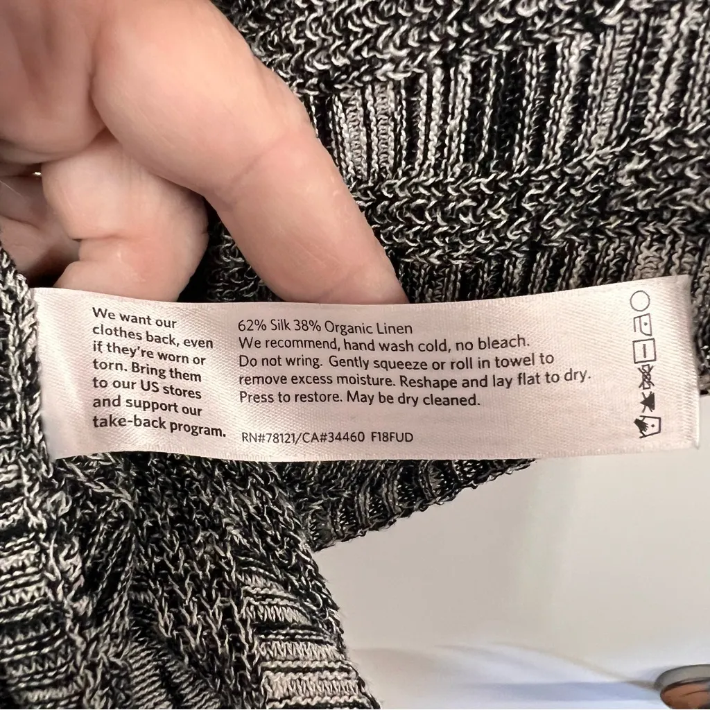 Eileen Fisher Gray Silk Linen Knit Cross Body Surplice Wrap Sweater Size XL - Image 7