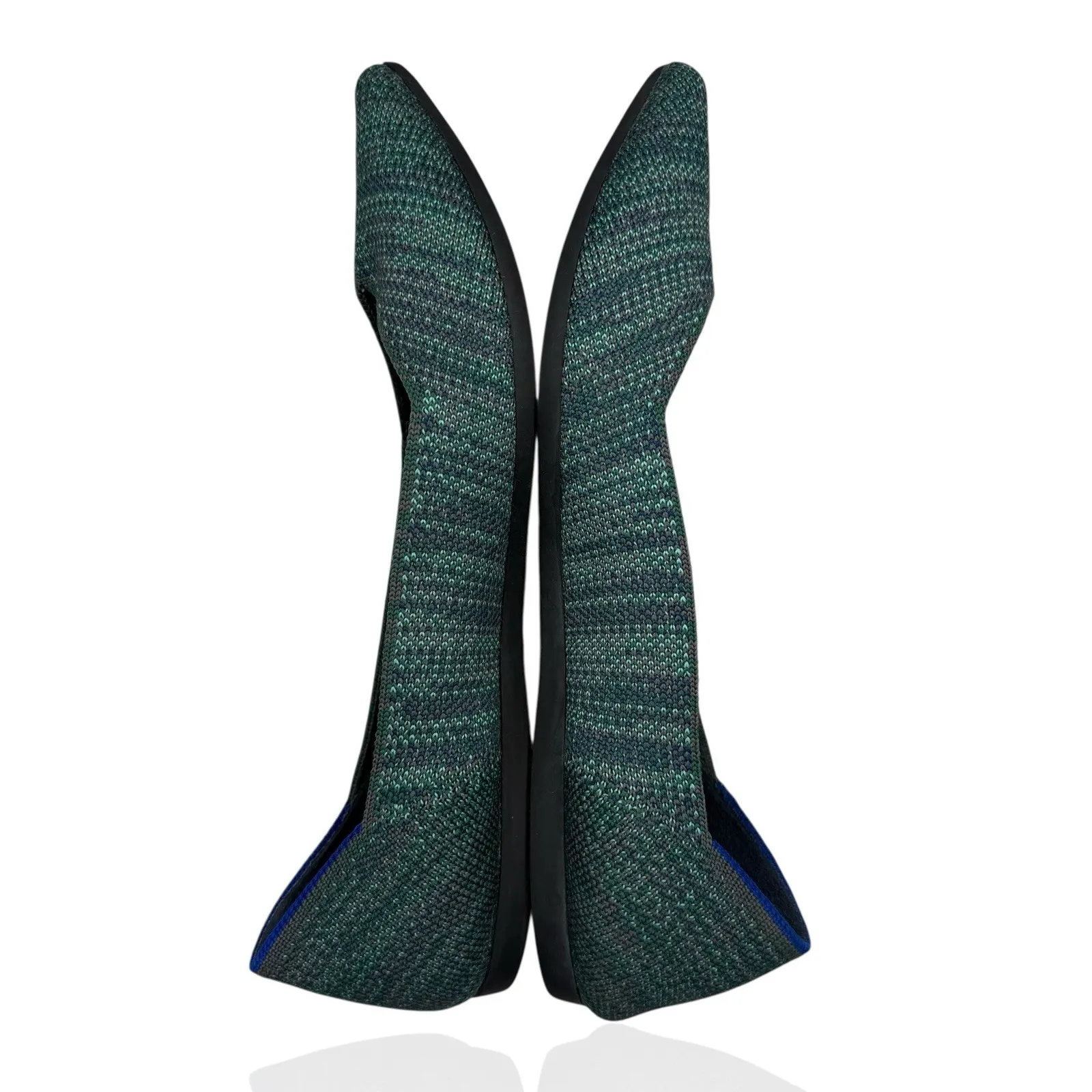 Rothy's The Point Aqua Heather Turquoise Flats‎ Size 8 Shoes Slip On Ballet Knit - Image 6