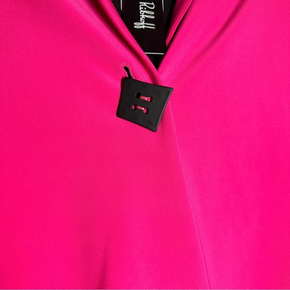 Jacob Ribkoff Asymmetrical Swing Jacket 12 Tulip Sleeve Pink Tuxedo Collar New - Image 2