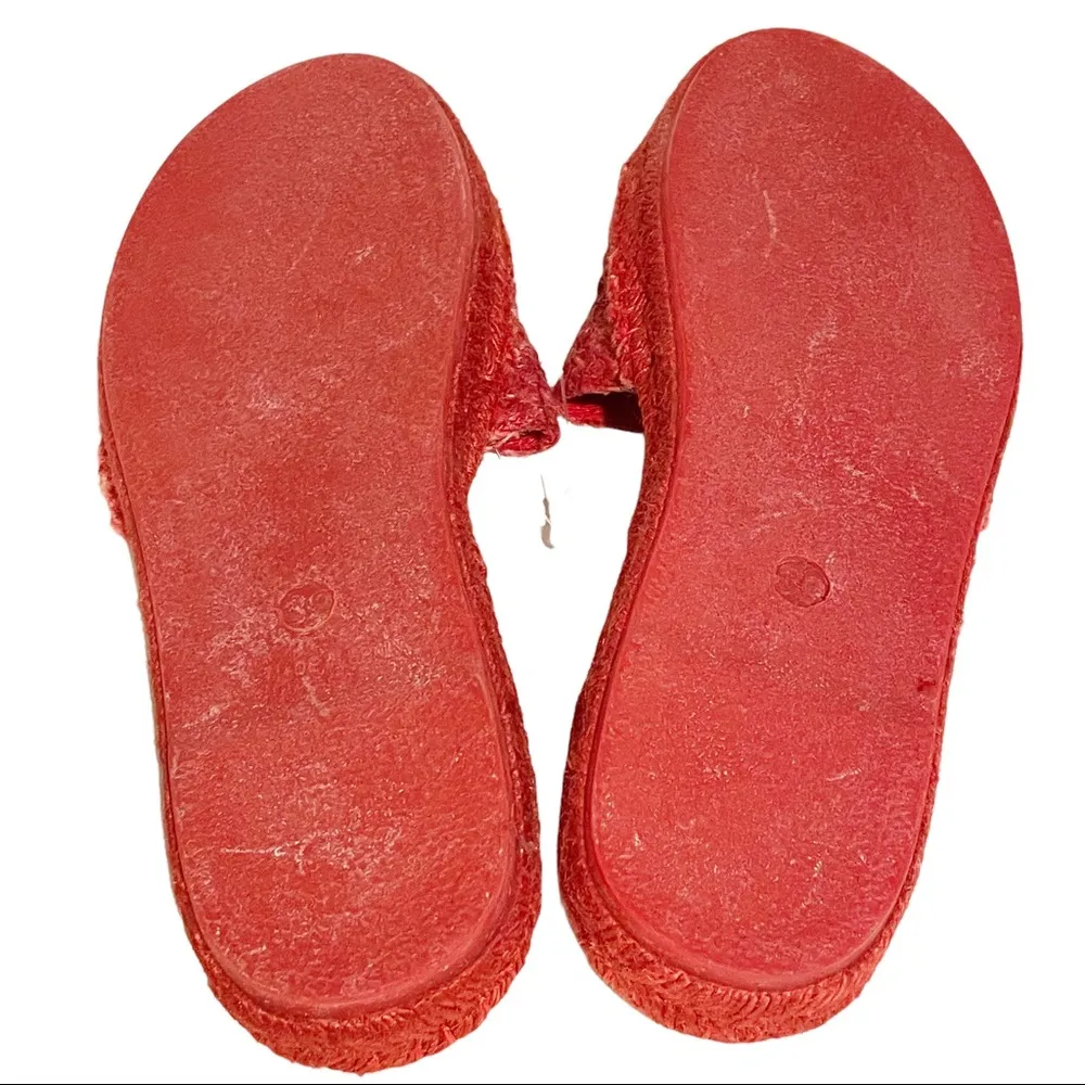 Free People Beach Front Women Size 39 Espadrille Slides Red Sandals Slip On - Image 5