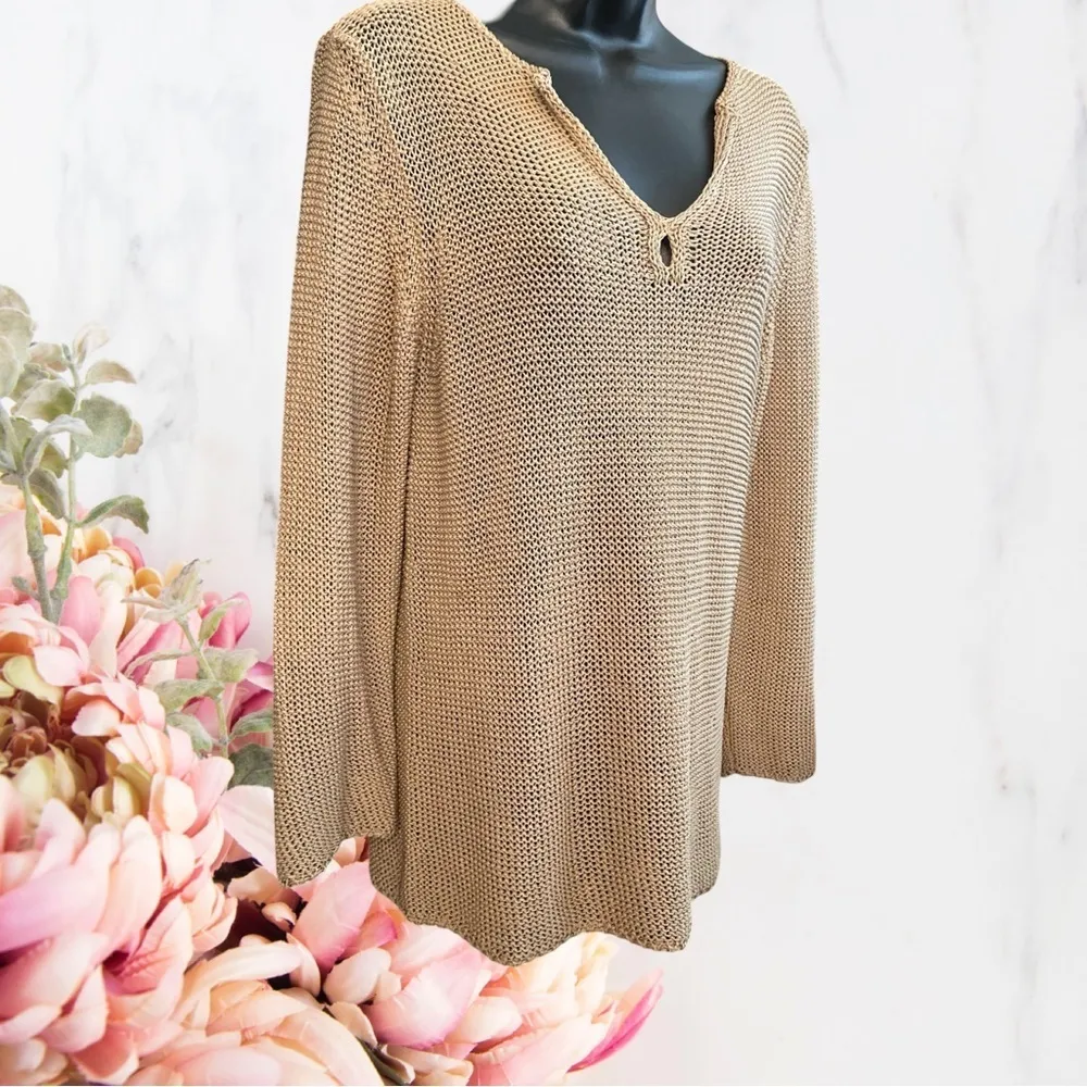 MAX MARA OPEN KNIT TAN SWEATER~ SZ M - Image 11
