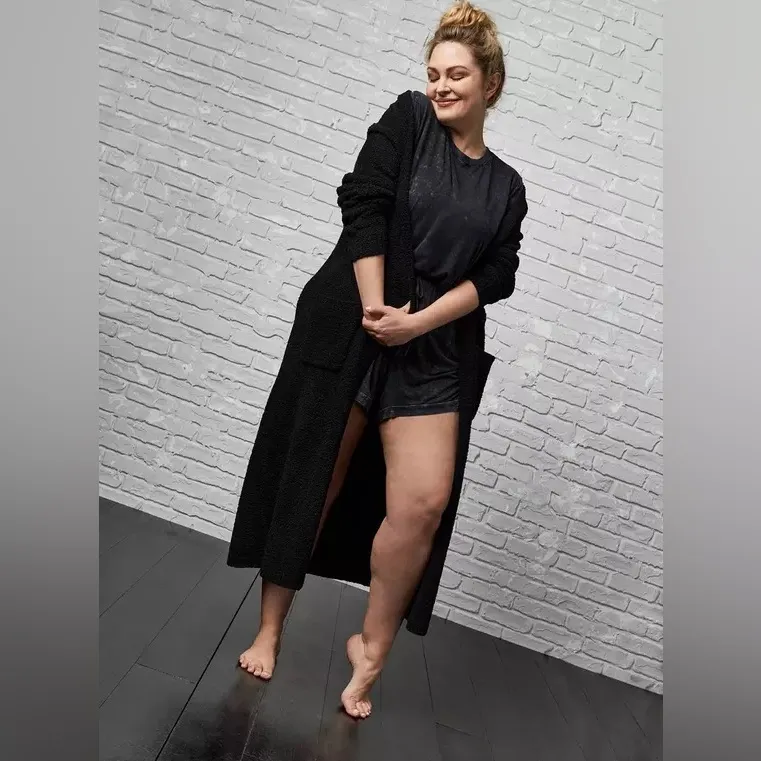 Torrid Womens Teddy Duster Lounge Robe 1/2 Black Lounge Cozy Cardigan Deep Black - Image 11