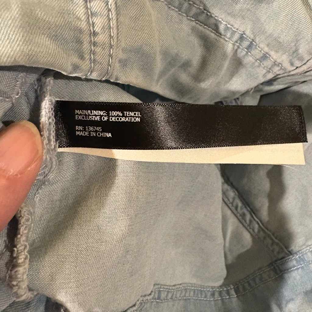 LJ Black zipped hooded chambray blue jacket sz XS S new without tags - Image 7