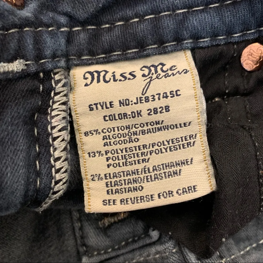 Miss Me Signature Skinny Crop Jeans Dark Wash 24 Angel Wing Cross - Image 9