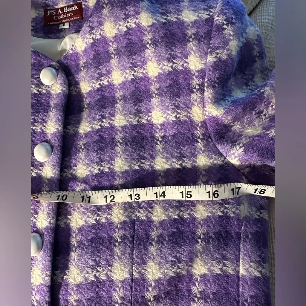 Jos A Banks Gingham Purple And White Wool Blazer - Image 6