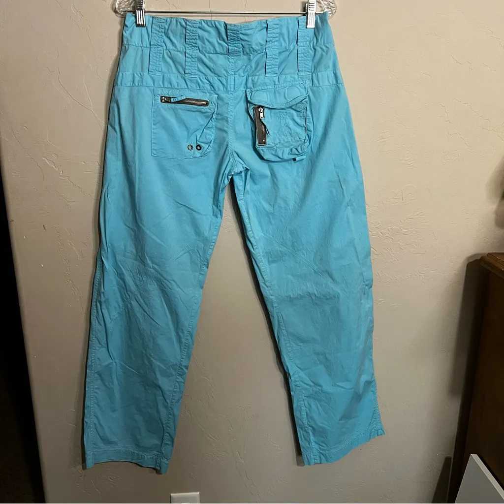 Pete & Greta by Johnny Was Unisex Utility Cargo Teal Blue Pants Size 4 - Image 9