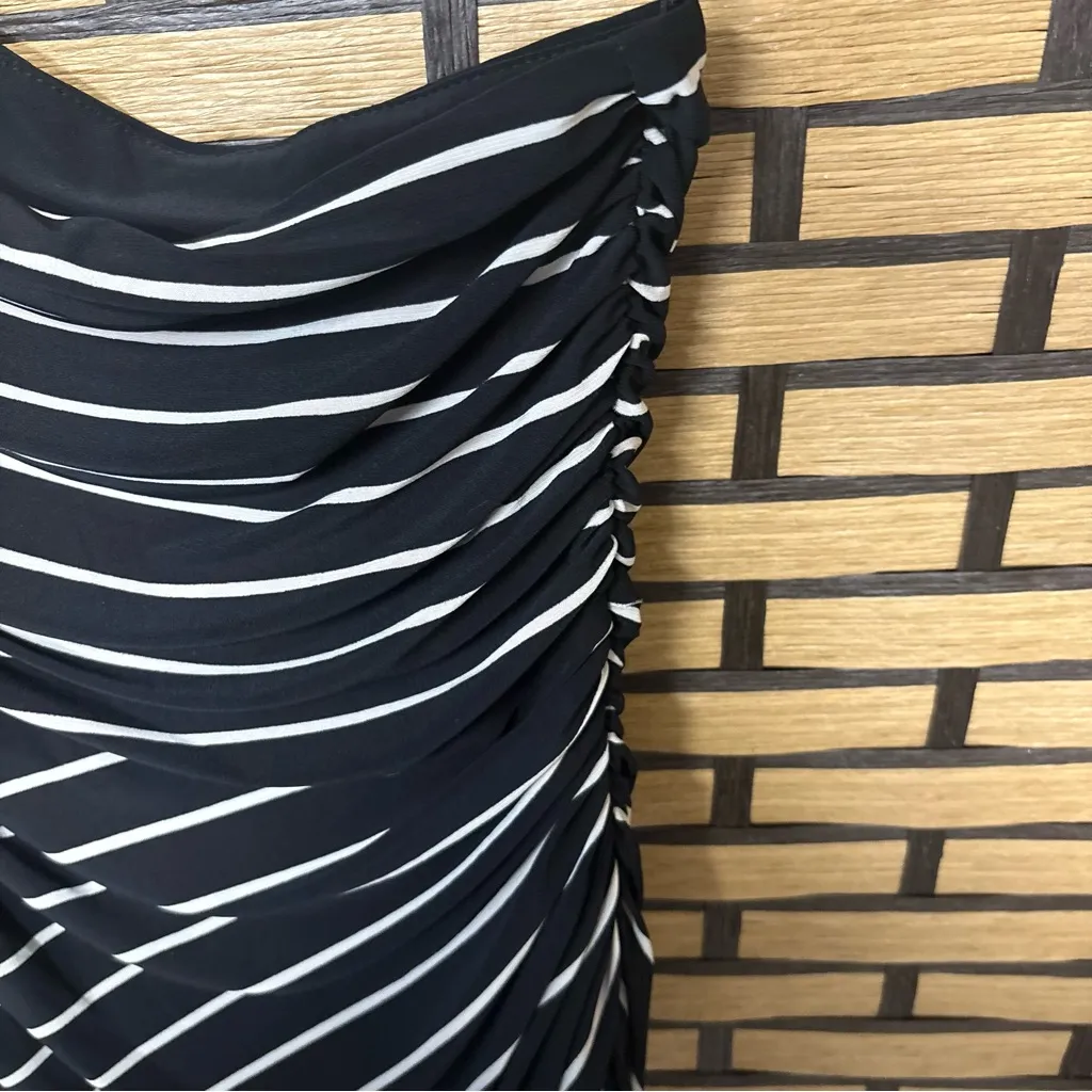 Lauren Ralph Lauren Black And White Stripe One Shoulder Dress Size 10‎ - Image 4