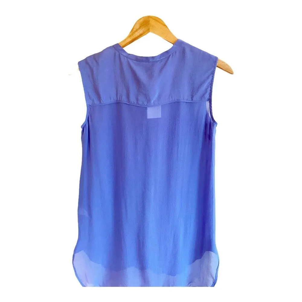 ULLA JOHNSON Silk Blouse Clea Top Sleeveless Lavender Purple Button Down Sm/Med - Image 7