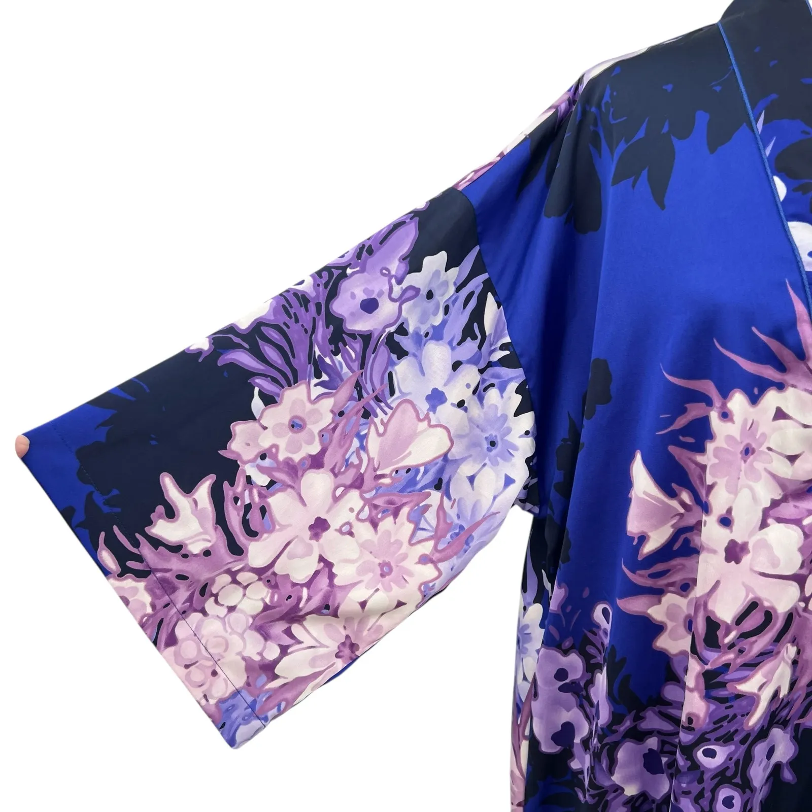 Oscar de la Renta Neiman Marcus Maxi Kimono Kaftan Dress Floral Blue Purple XL - Image 6