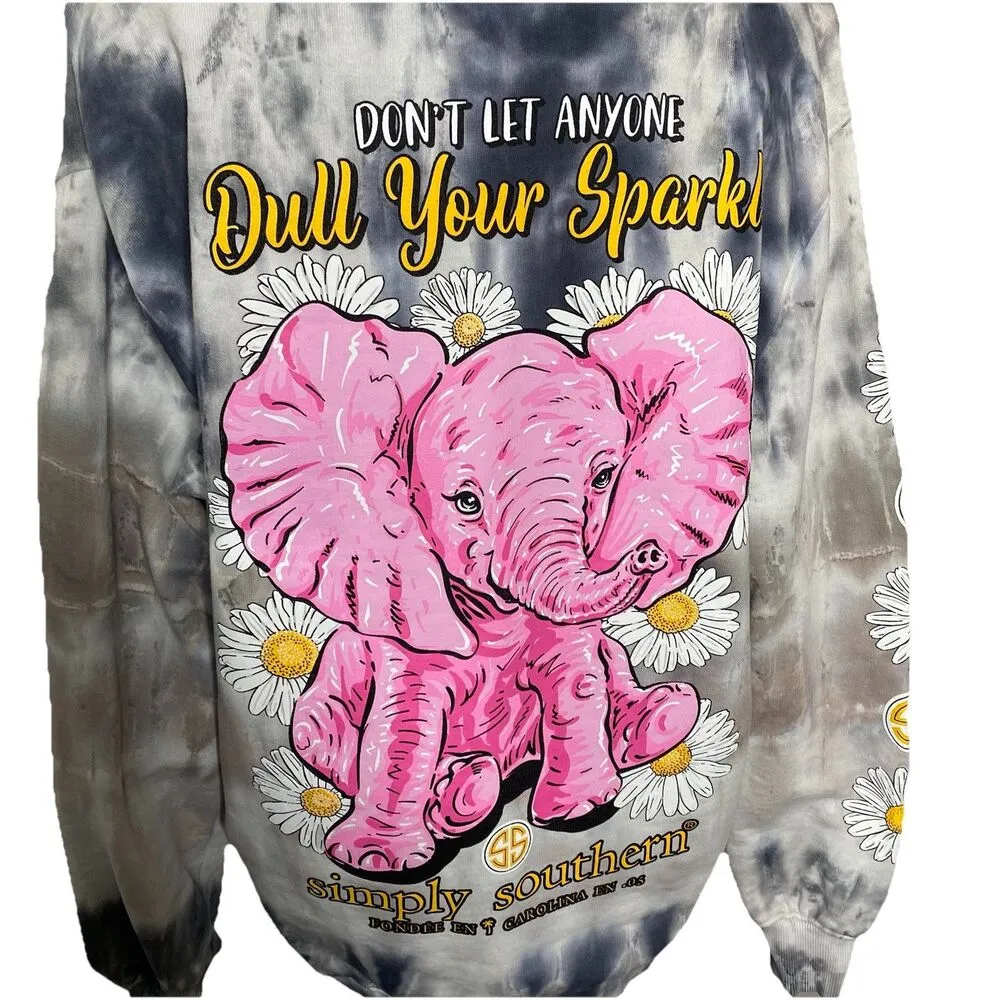 Simply Southern Grey navy Hoodie Sweatshirt Women Medium Multicolor Tie Dye - Image 4