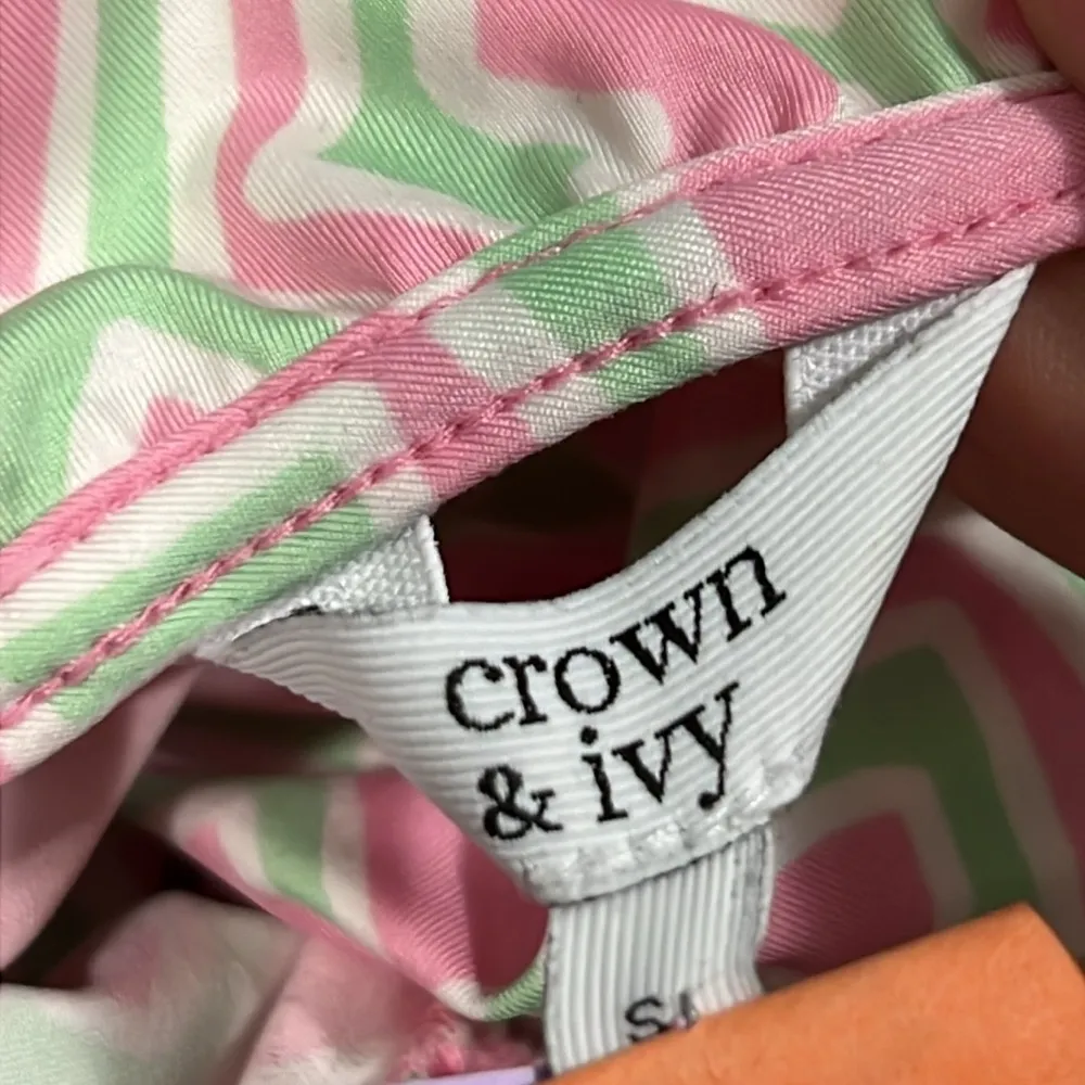 Crown & Ivy size small pink green and white sleeveless summer dress vacation - Image 3