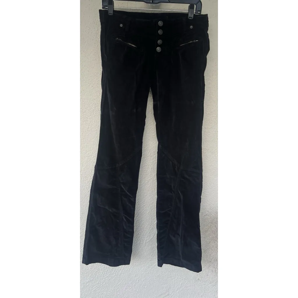 Free People Hit Back Slim Flare Pants Black Velvet Women's Size 2 Whimisgoth - Image 2