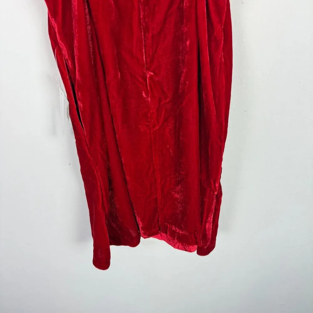 NWT Modcloth Crushed Velvet Suspender Skirt Holly Berry Red Size Small S NEW - Image 12