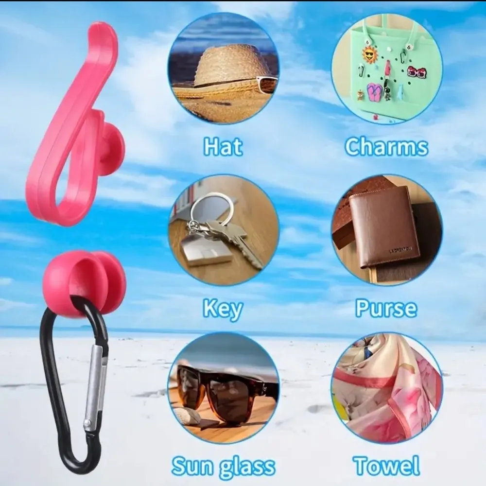 3pcs Beach Bag Hook With Carabiner #249 White - Image 4