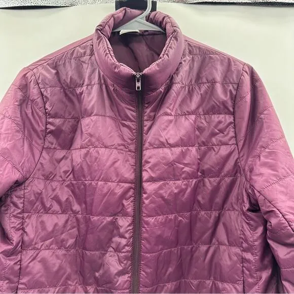 Pink Victoria's Secret Burgundy Wine Long‎ Sleeve Packable Puffer Coat Size S - Image 2