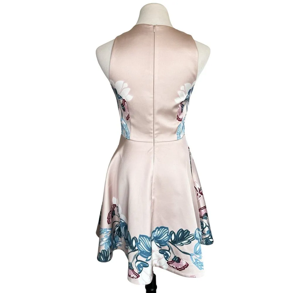 Keepsake The Label Scallop Cut Out Floral Satin Sleeveless Mini Dress Small - Image 4
