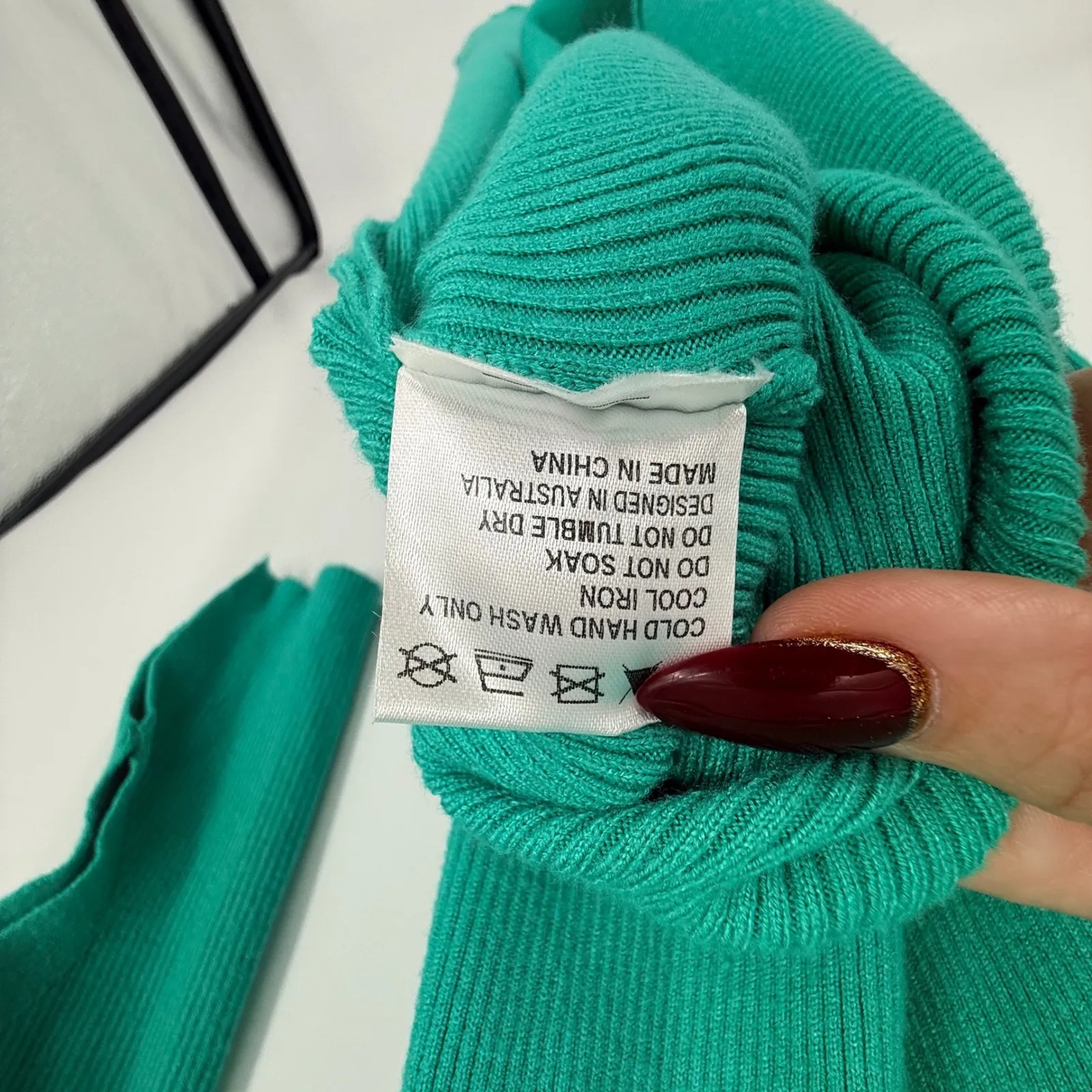 Princess Polly Long Sleeve Ribbed Maxi Sweater Dress Green Hi Slit XS/S Bodycon - Image 6