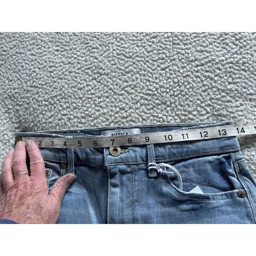 Pistola Anthropologie Aline High-Rise Skinny Crop Jeans Wave Blue Size 27 - Image 12