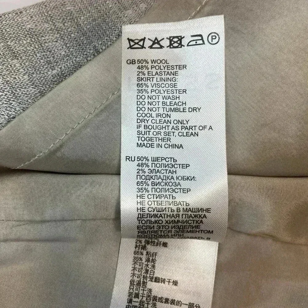 Reiss Gray Wool Blend Pencil Skirt Size 2 Classic Business Casual‎ Minimalist - Image 11