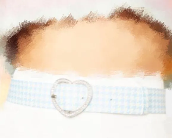 Sugar Thrillz Pastel Blue White Houndstooth Doll Heart Crystal Belt - Image 2