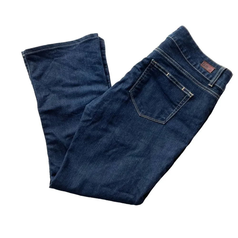 PAIGE HIDDEN BOOT denim Jeans Bardot Dark Blue Size 32 26L Bootcut - Image 5