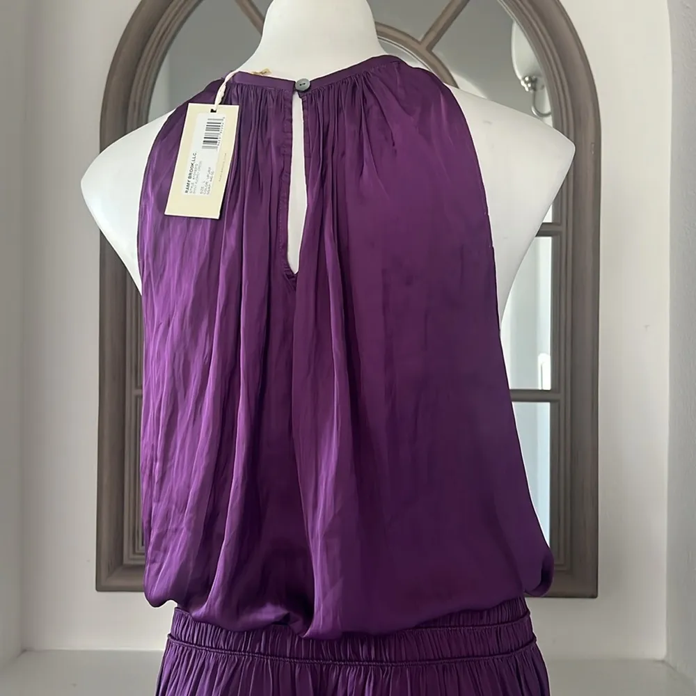 Ramy Brook Shiny Audrey Sleeveless Blouson Dress in Purple Size L New w/Tag $445 - Image 8