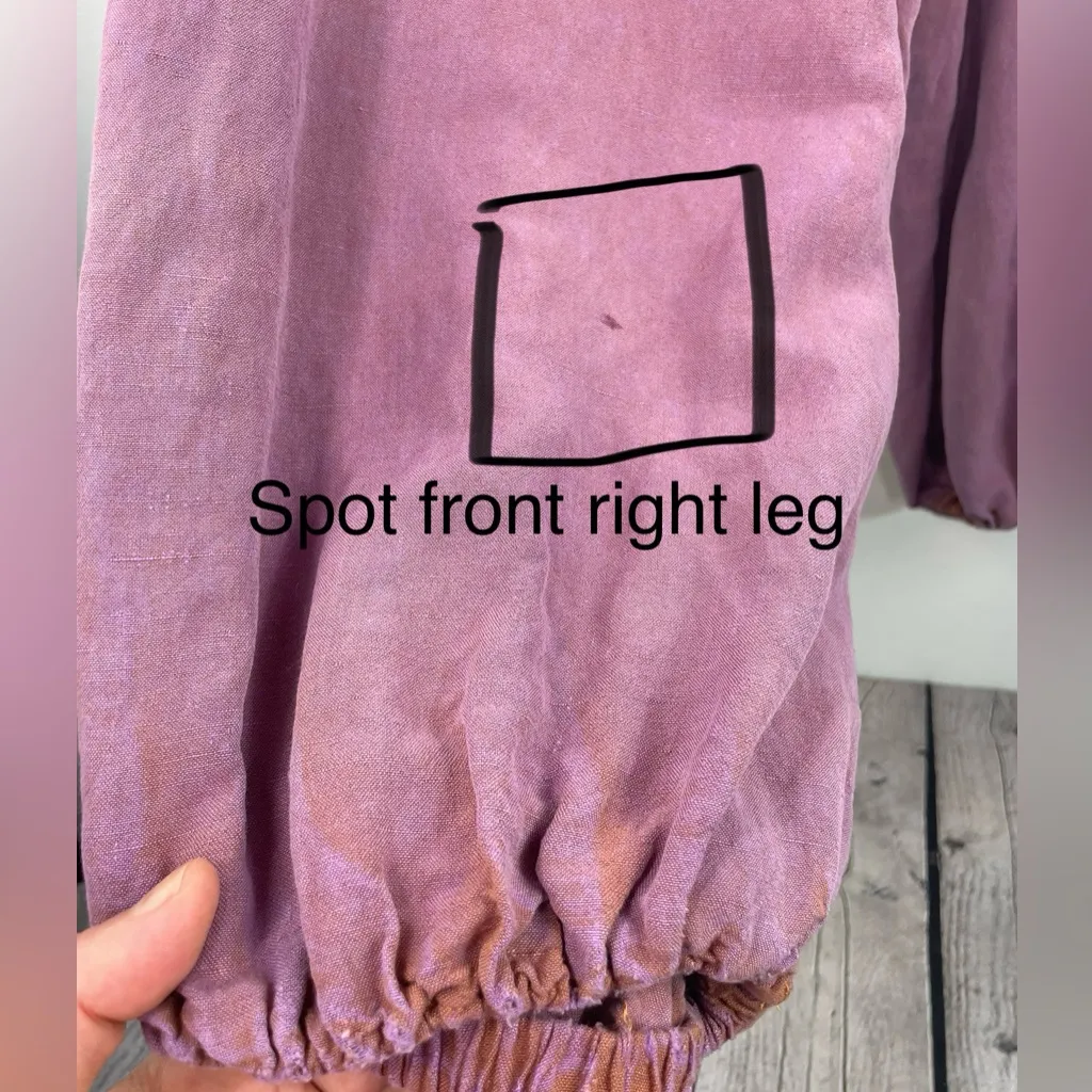 Anthropologie Boho Embroidered Parachute Pants size XS purple distressed - Image 4