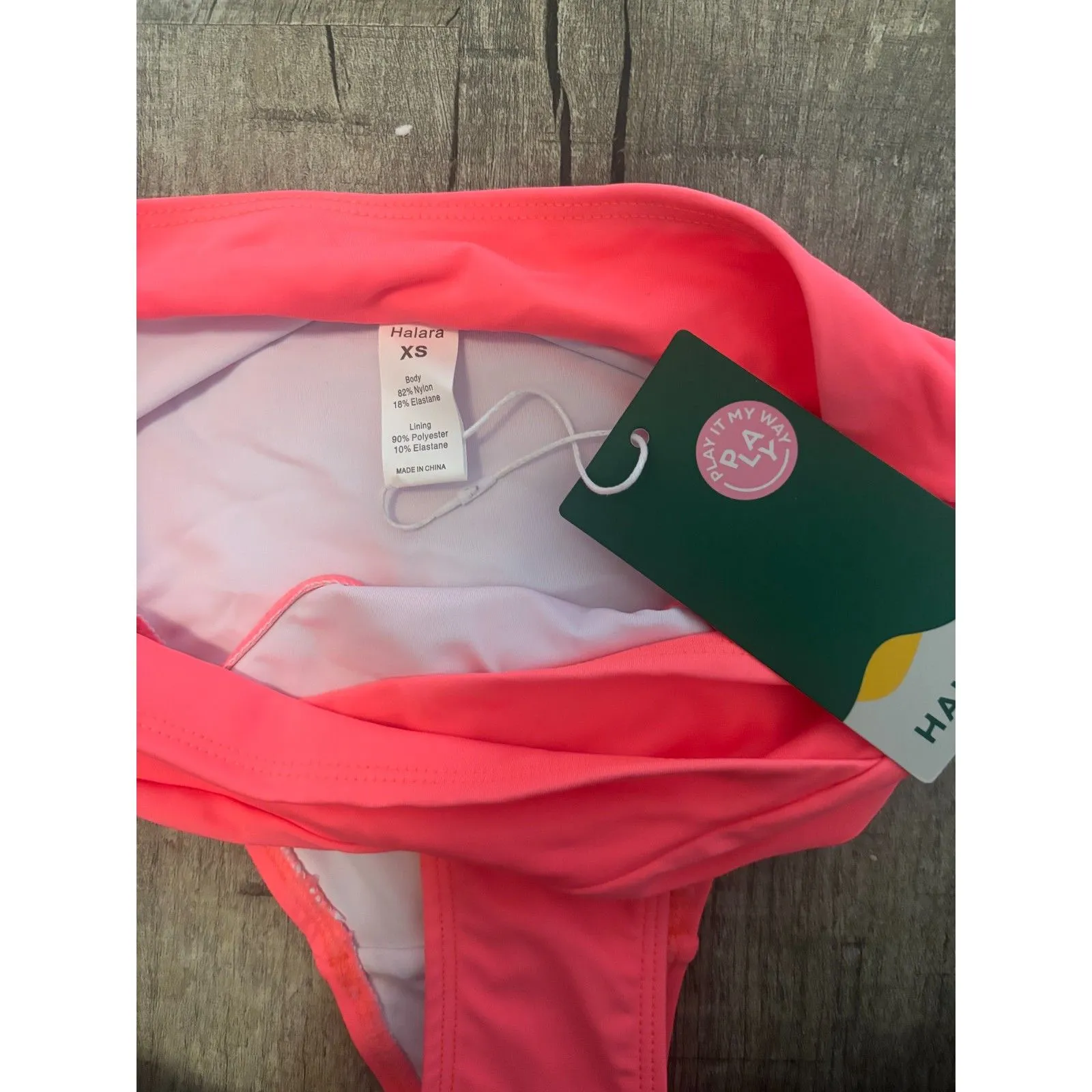 NWT Halara Women’s Bikini Bottoms XS Coral Pink High Cut Swimwear - Image 2