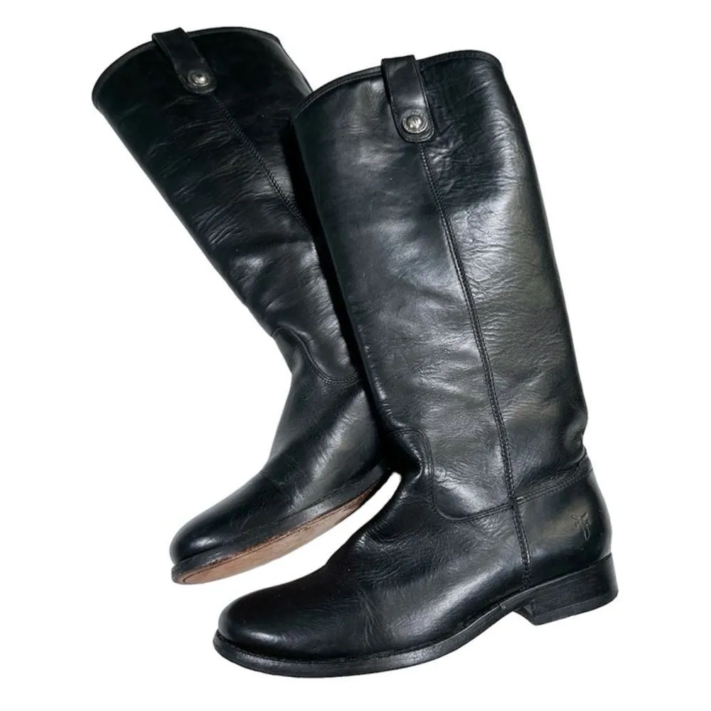 Frye Melissa Button Leather Riding Slip On Mid Calf Boots 77167 Women’s Size 6 - Image 14