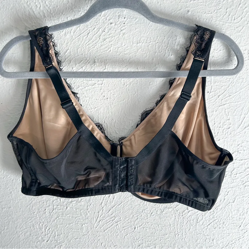 Lane Bryant Cacique Unlined Full Coverage Bra with Lace Black Sz 42F - Image 2