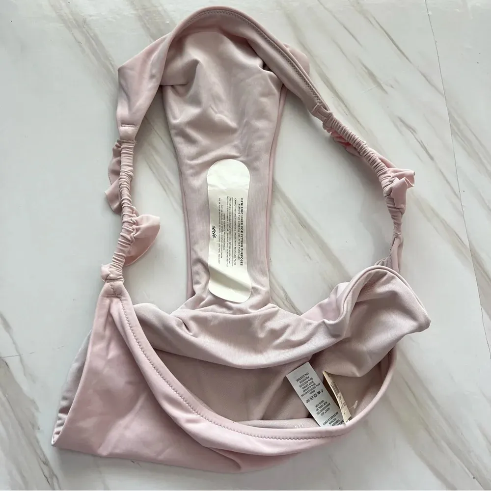 Aerie Bikini Bottom Swimsuit Size Large Side Ruched Fully Lined Light Pink - Image 5