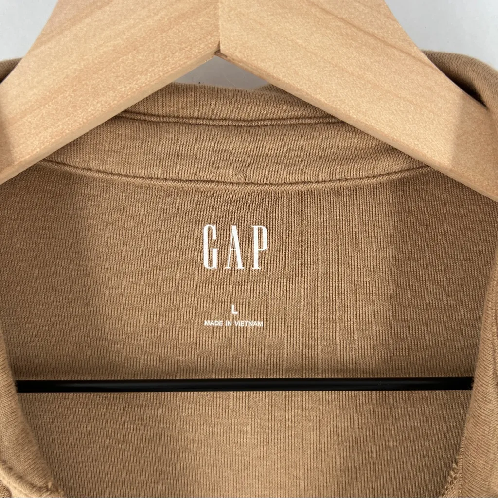 Gap Super Soft Modal Blend Modern Button Front Utility Shirt Long‎ Sleeve Tan - Image 3