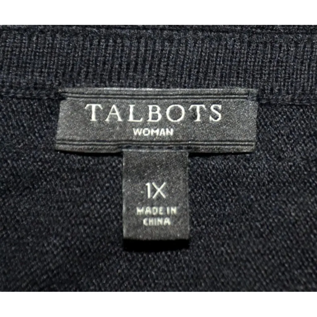 Talbots Women's Black Half Sleeve Knit Tee Plus Size 1X Sequin Stretch MINT - Image 9