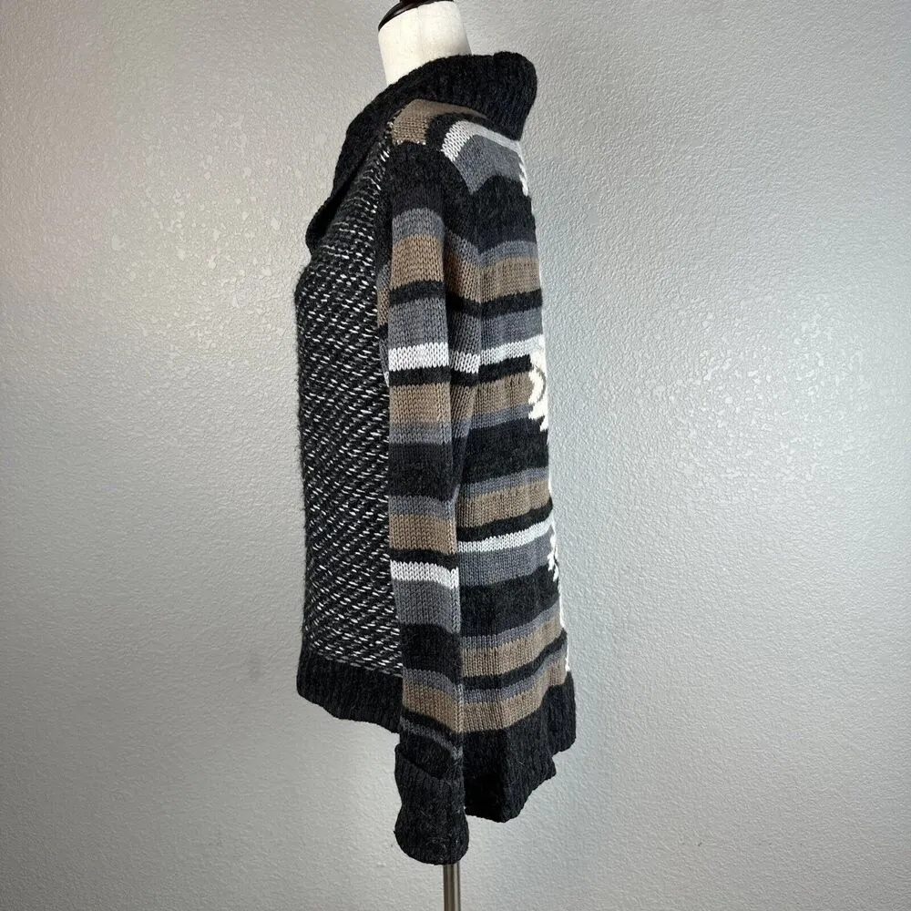 SmartWool CHUP Potlach 1/2 Zip Sweater Size M Charcoal Gray Wool Blend Aztec - Image 4