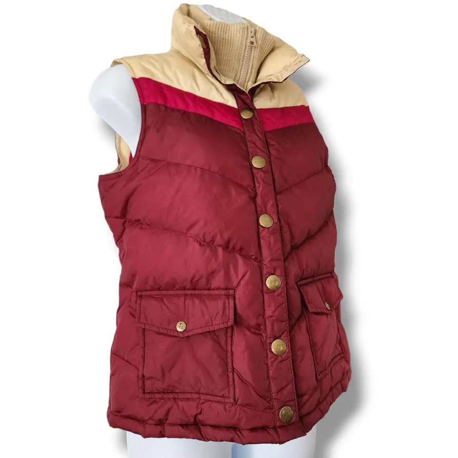 Vintage Old Navy Burgundy Down Puffer Vest Women’s Size Small - Image 4