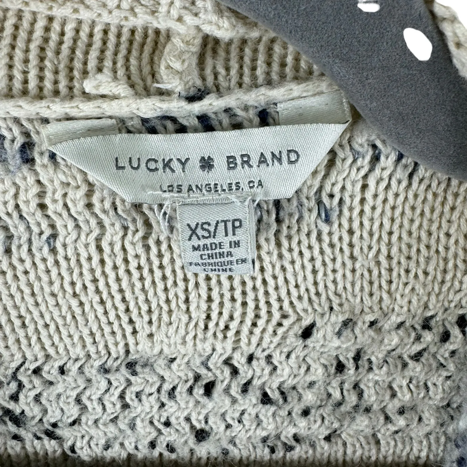 Lucky Brand Cream Gray Long Sleeve Asymmetrical Cozy Knit Open Cardigan Size‎ XS - Image 4
